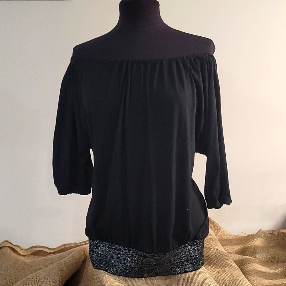 Off-the-Shoulder Top with Sparkle Waistband